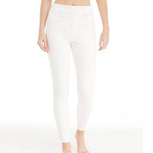 SPANX White Stretch Denim Jeans- Style 20271T- Size Medium- Tall Ankle Length